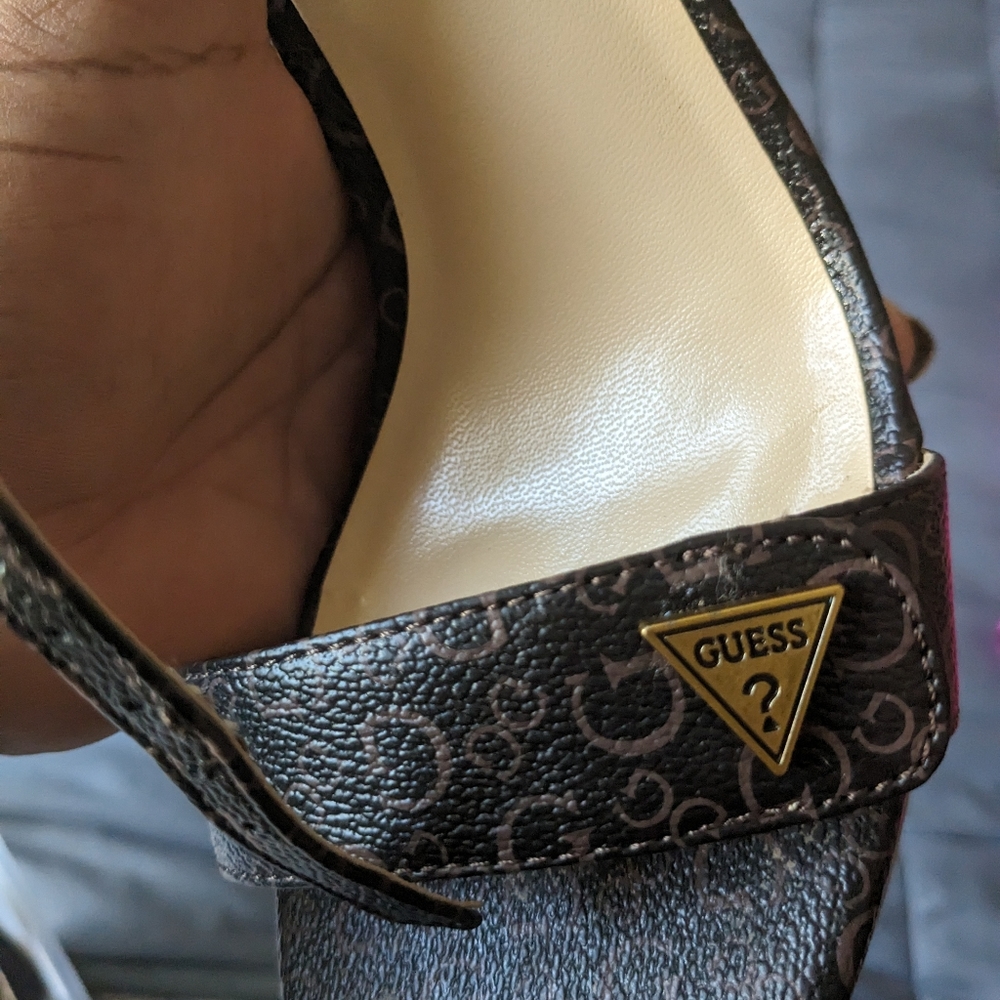 High heel wedge sandal by Guess